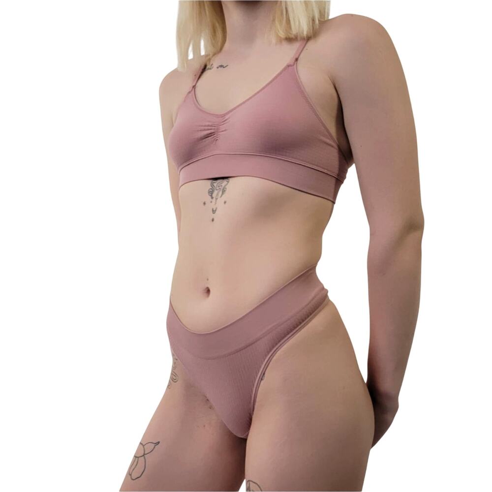 Dusty Pink Plain Lingerie Set - S - Picture 2 of 6